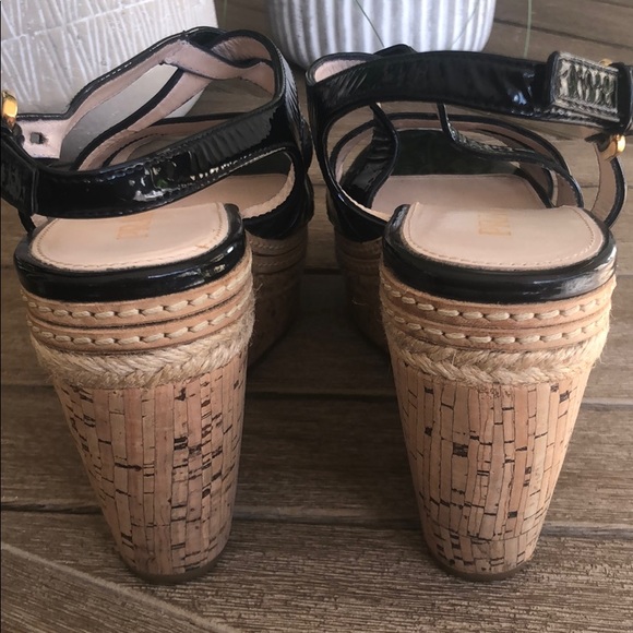 PRADA Patent Leather Cork Platform Wedge Sandal 37 - Picture 7 of 8